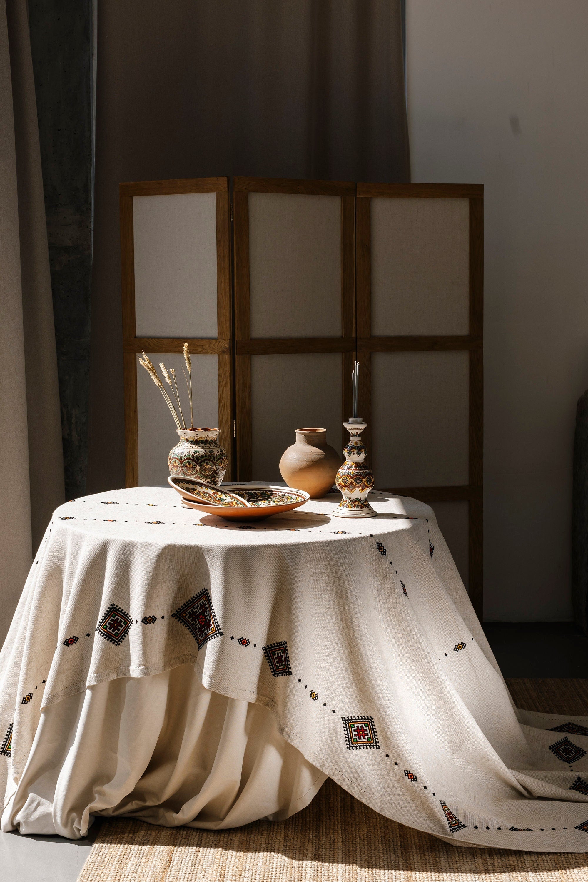 Mothers Day Handmade Ukrainian Embroidered Tablecloth 300x150 CM