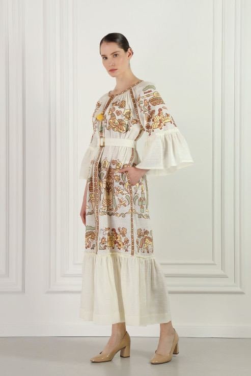 Unique Ukrainian Vyshyvanka Linen Dress with Embroidery – Boho Style