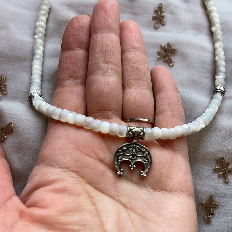 2025 White Ukrainian Traditional necklace ceramics Ukrainian Jewelry Ethnic of pearl beads with Cross Gift for Hand-cast Gift MOTHERS DAY