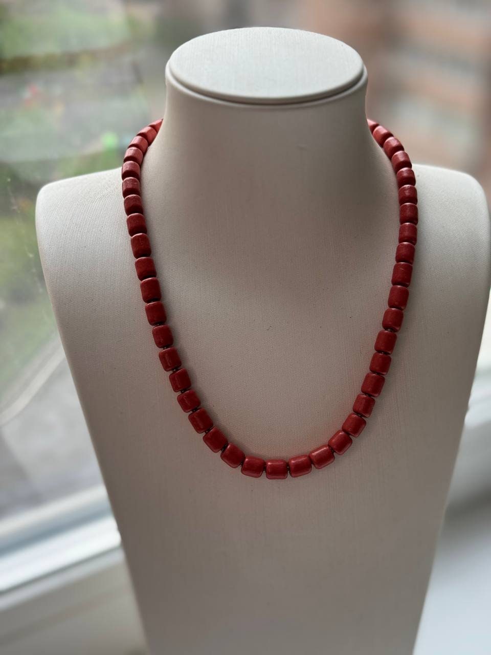 Ukrainian Traditional Ceramic Necklace with Antique Fireplace Beads