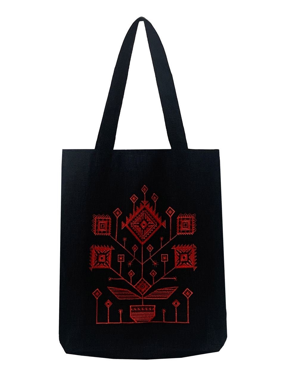 Embroidered Linen Boho Shoulder Bag - Floral Summer Tote