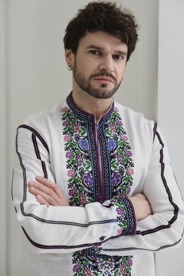 White Ukrainian Embroidered Vyshyvanka for Men - Stylish Borschivska Shirt