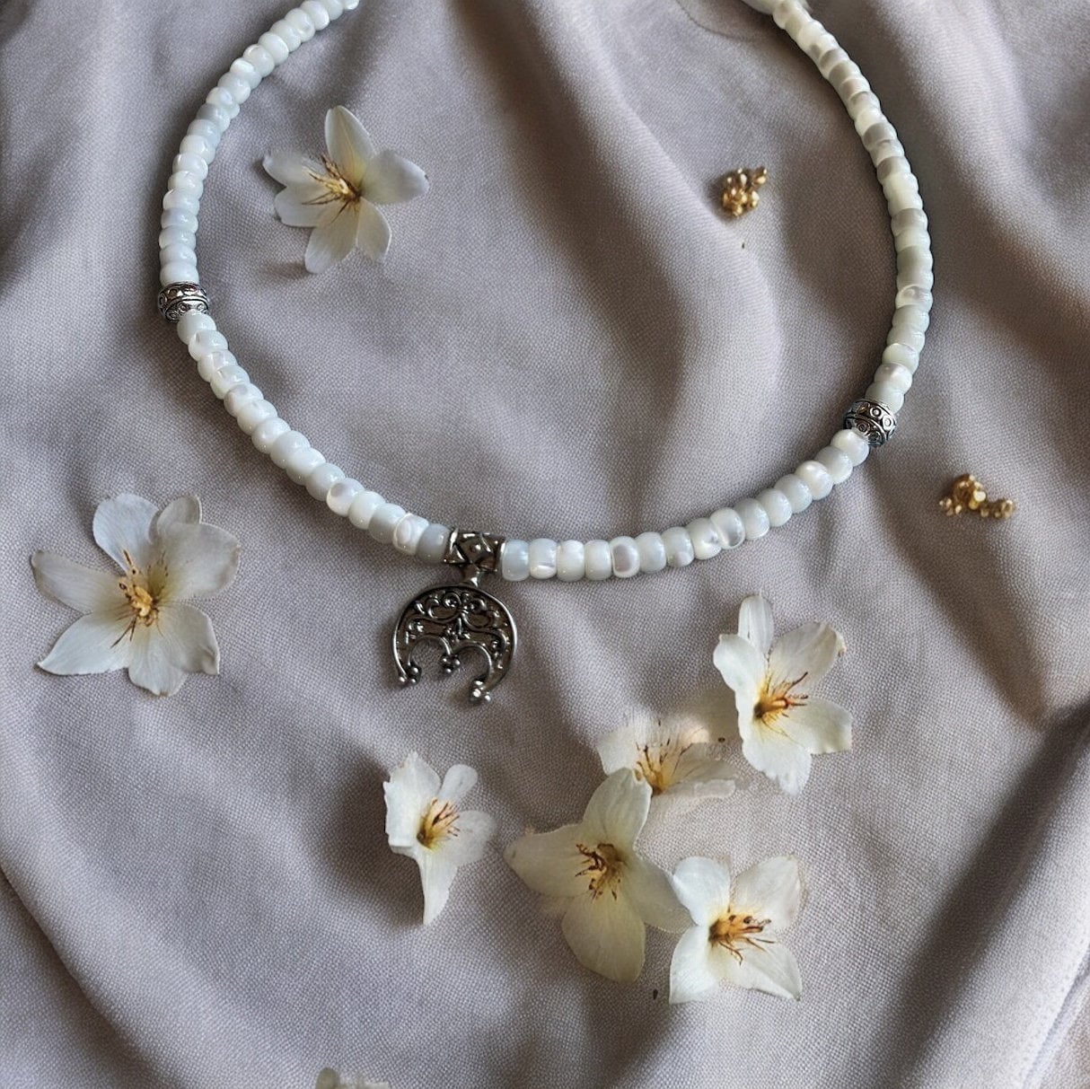 Handmade White Pearl Necklace - Unique Ukrainian Traditional Jewelry for Women