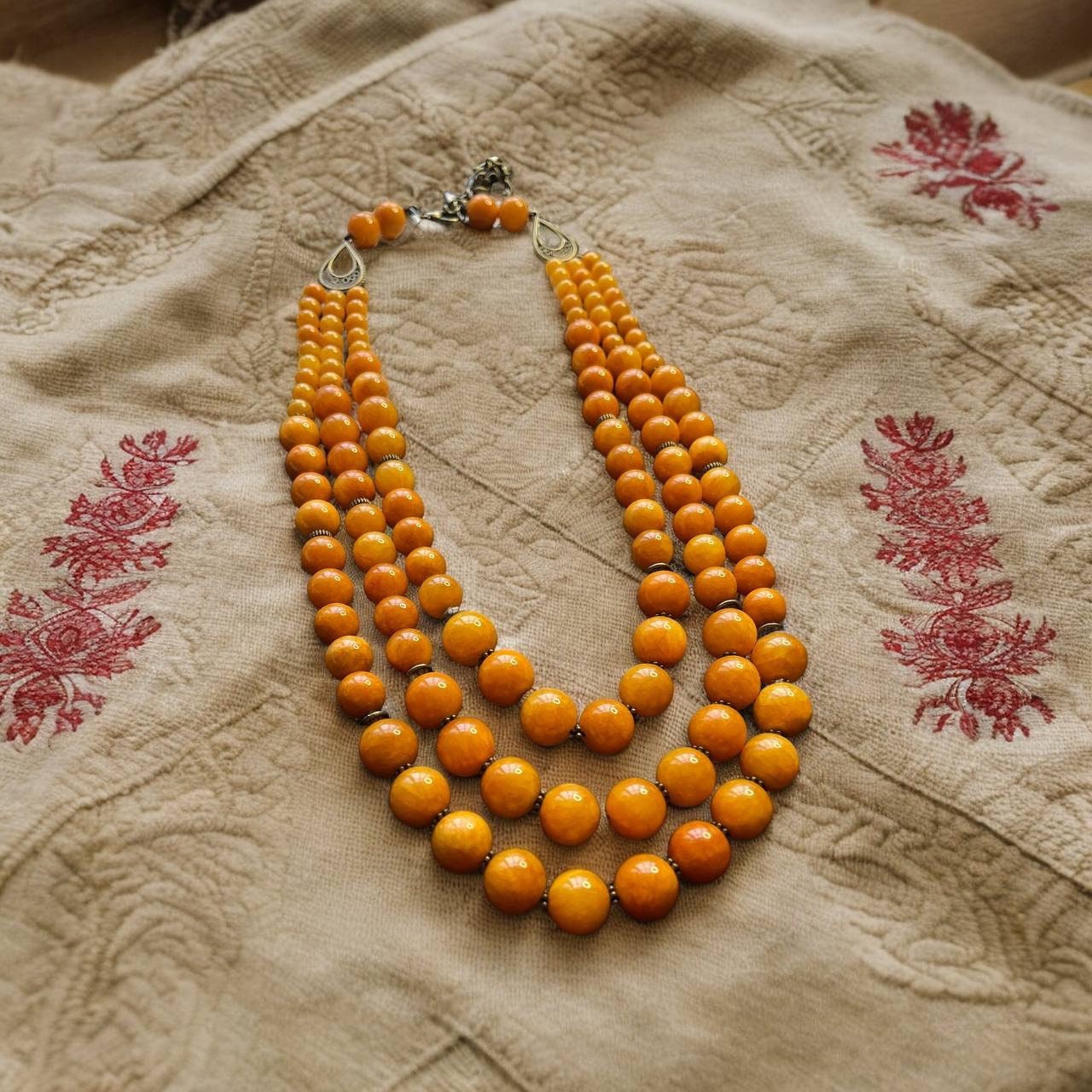 Yellow Ukrainian Onyx Necklace - Handmade Ethnic Jewelry
