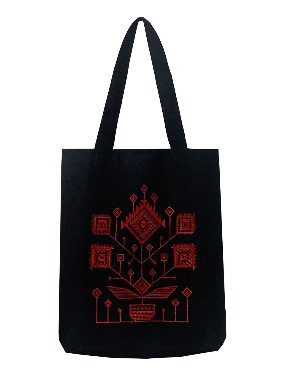 Embroidered Linen Boho Shoulder Bag - Floral Summer Tote