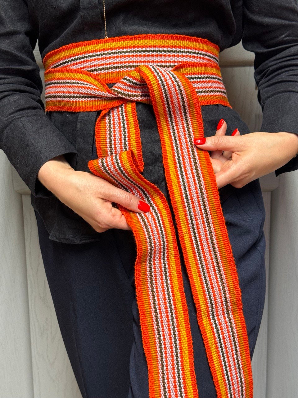 Viking Hand-Woven Woolen Belt Krajka 3m - Cossack Sash, Hippie Folk Ethnic Style