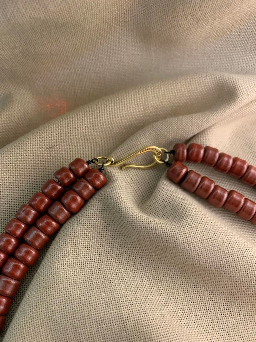 Handmade Red Ukrainian Lunnitsa Necklace - Authentic Ethnic Jewelry and Folk Art Accessory