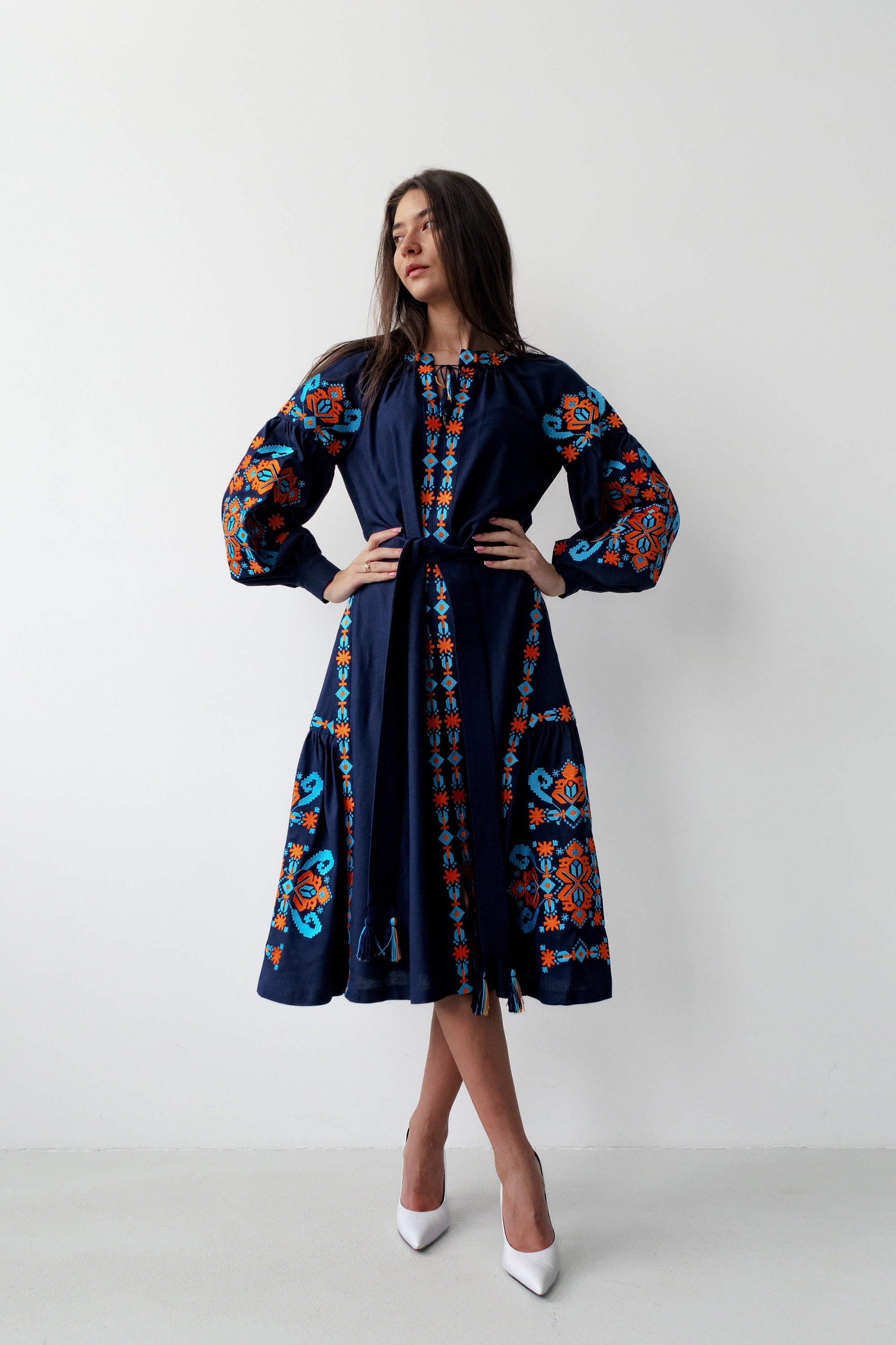 Linen Dress, Exquisite Vyshyvanka Embroidery, Boho Ukrainian Dress, Perfect Bridesmaid Ethnic Ukrainian dress