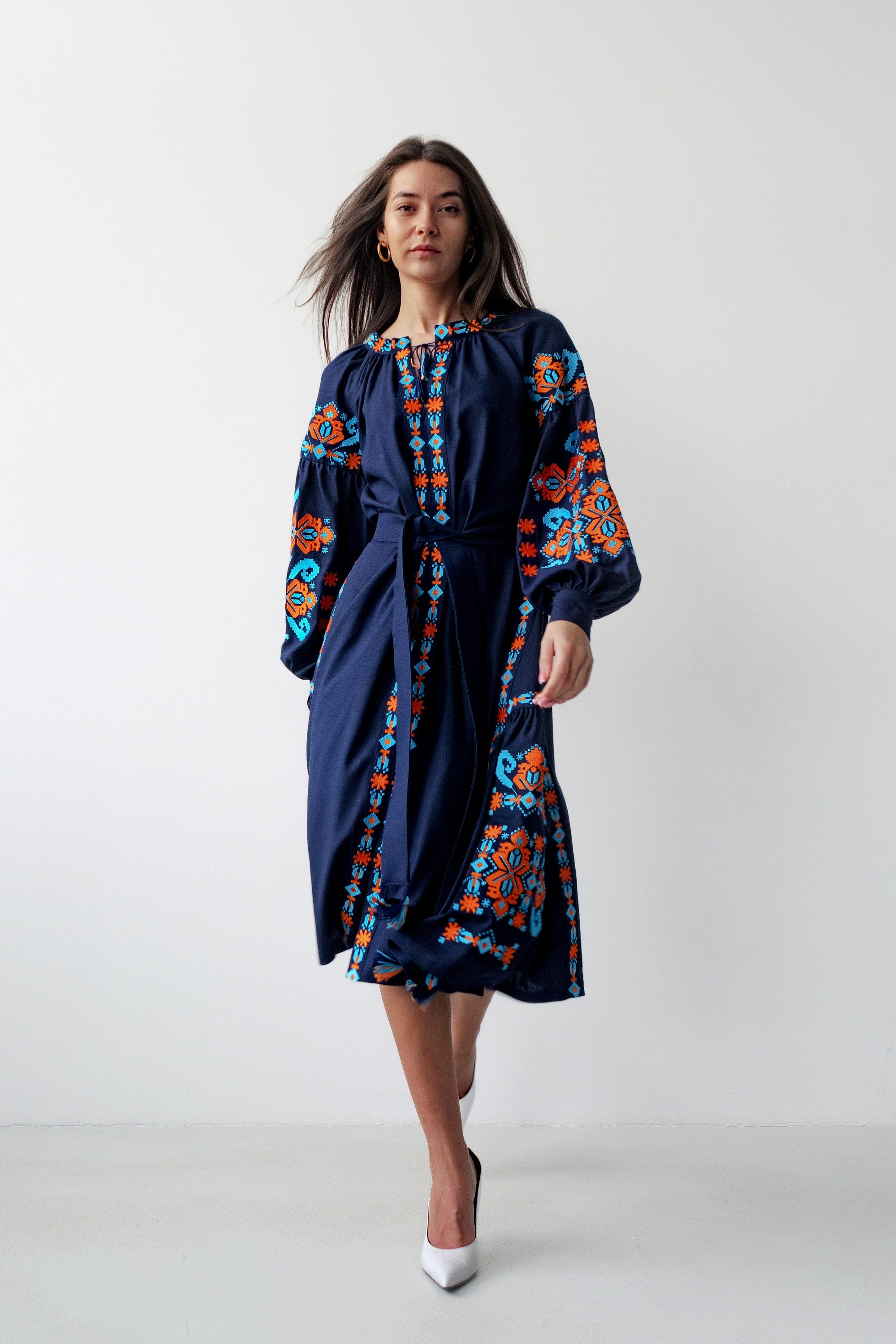 Linen Dress, Exquisite Vyshyvanka Embroidery, Boho Ukrainian Dress, Perfect Bridesmaid Ethnic Ukrainian dress