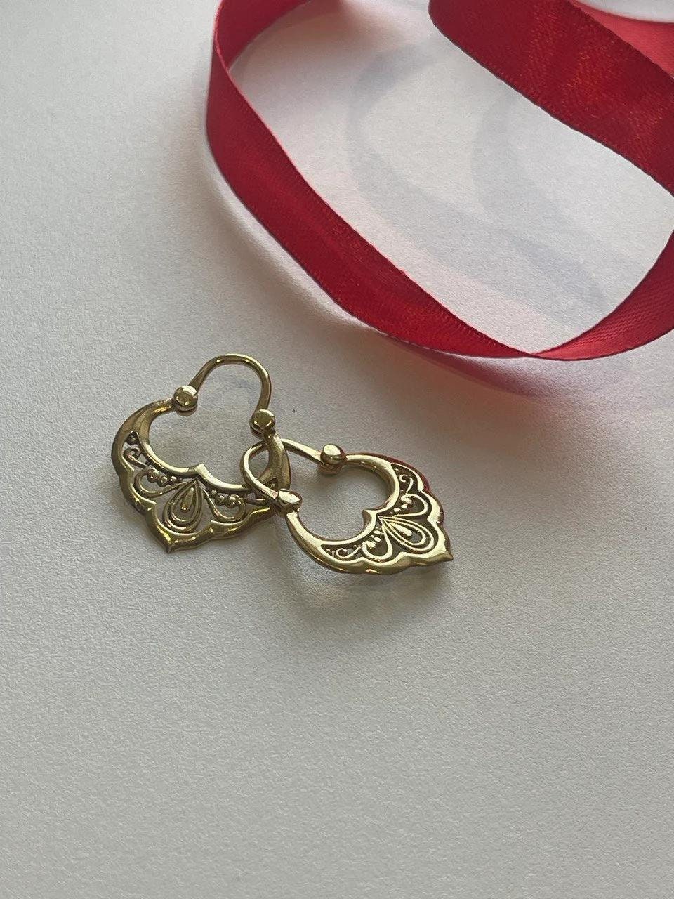 Ukrainian Traditional Earrings silver in gilt Jewelry Ethnic Antique Traditional Earrings