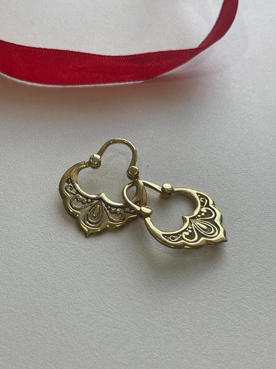 Ukrainian Traditional Earrings silver in gilt Jewelry Ethnic Antique Traditional Earrings