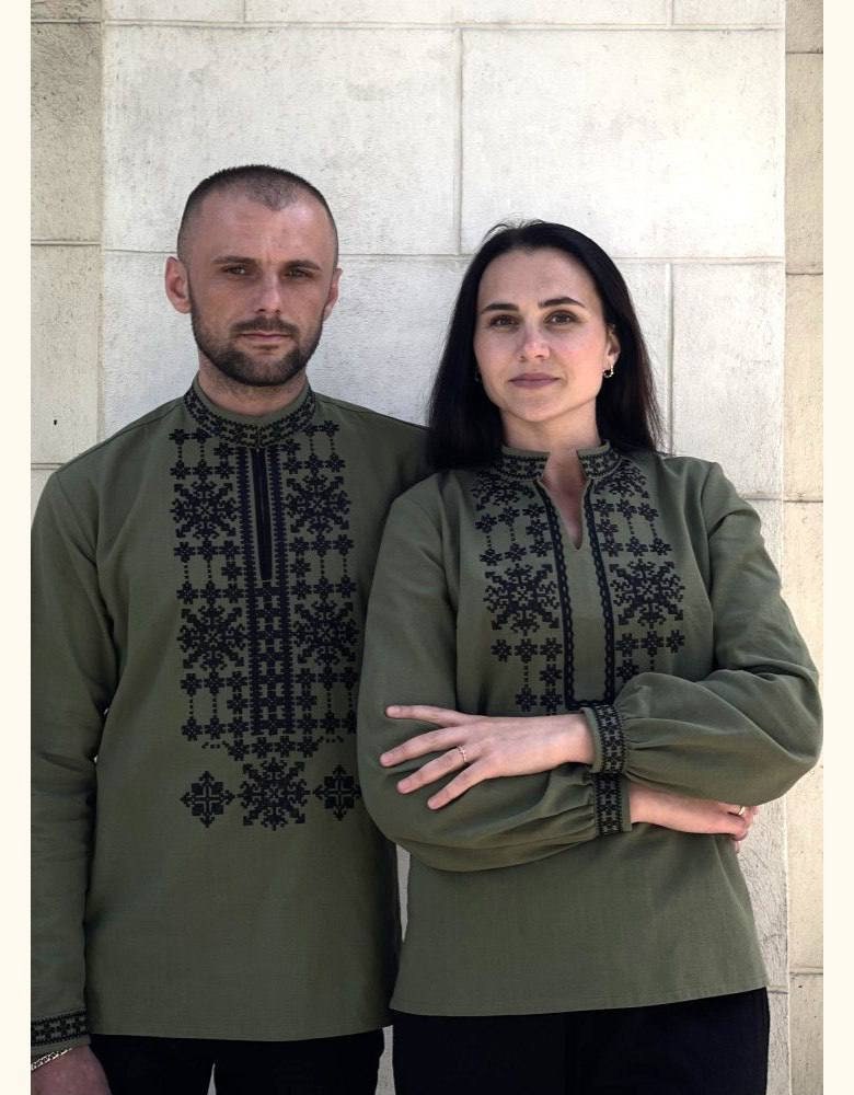 Khaki Embroidered Shirt Ukrainian Vyshyvanka Men's shirt Ukrainian Traditional vyshyvanka shirt Ethnic Vyshyvanka Gift for Him Gift for Men