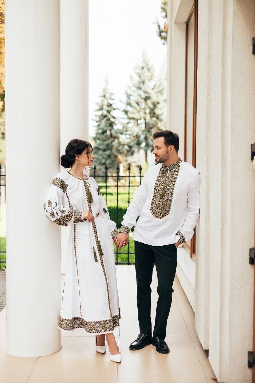 White Embroidered Ukrainian Vyshyvanka Shirt for Men