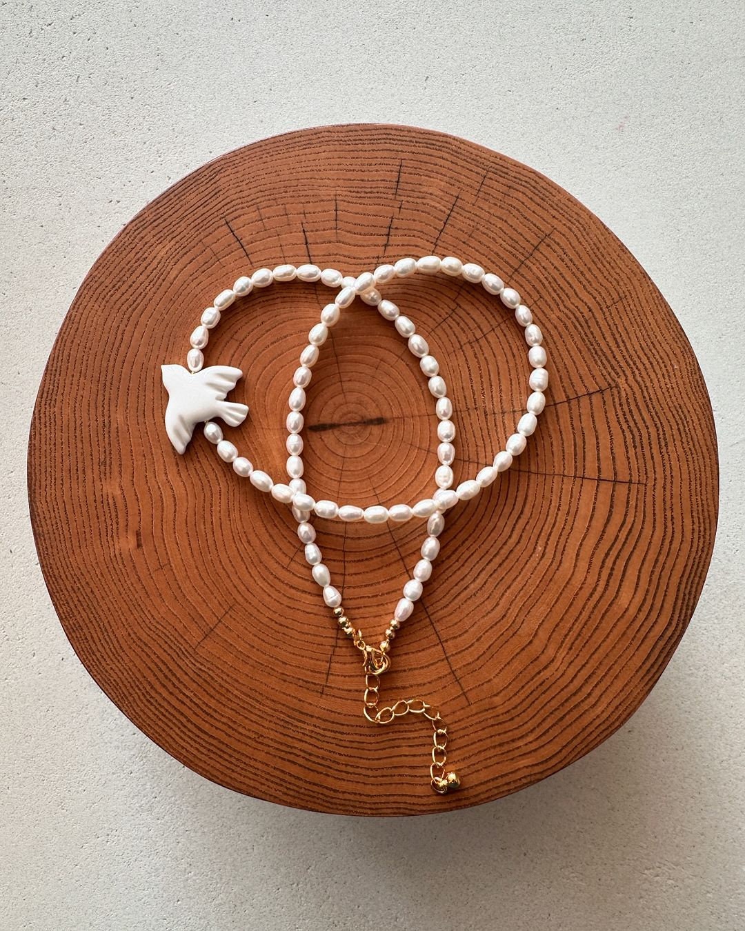 2025 Handmade Bird Necklace - Modern Pearl Jewellery by Ukrainian Seller