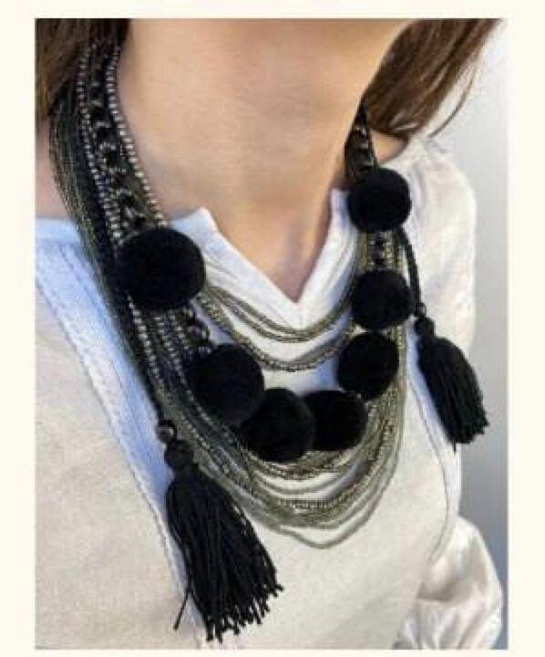 Ukrainian Traditional Multirow Necklace with Kutas and Beads - Authentic Folk Art Jewelry for Women