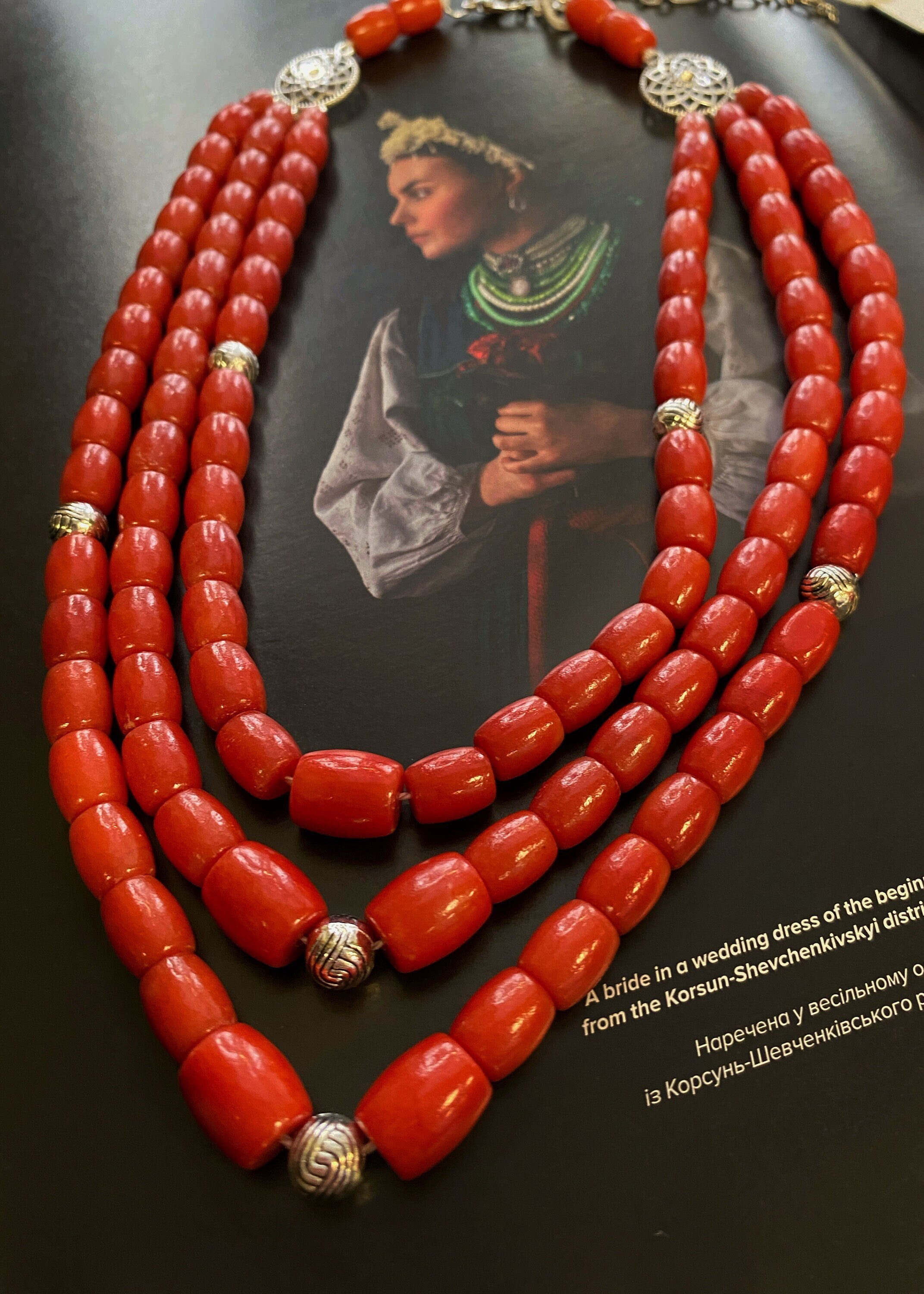 Handmade Red Ukrainian Traditional Multirow Coral Necklace - Authentic Ethnic Jewelry