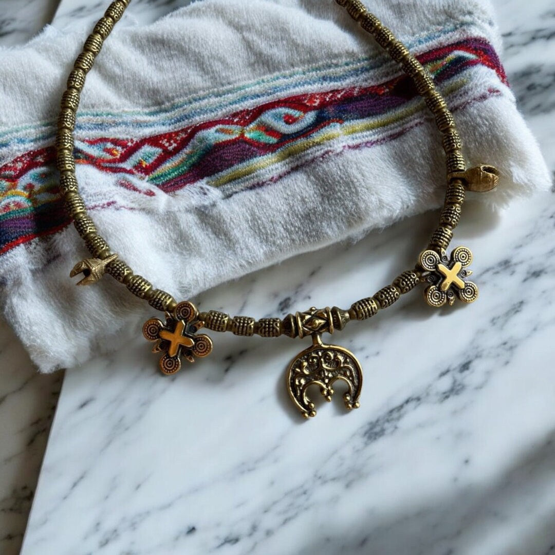 Handmade Ukrainian Moon Necklace - Authentic Ethnic Jewelry Accessory