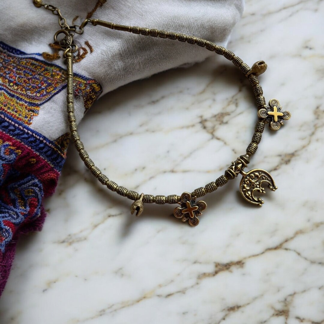 Handmade Ukrainian Moon Necklace - Authentic Ethnic Jewelry Accessory