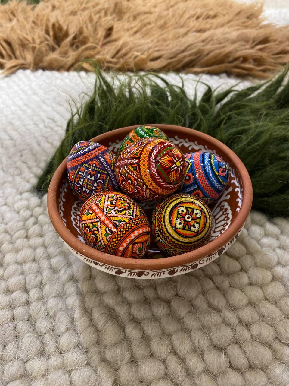 HANDMADE pysanky Set 6 Easter wooden eggs, Ukrainian traditional Hand painted ornament eggs, Ukraine souvenir and gift Hand made