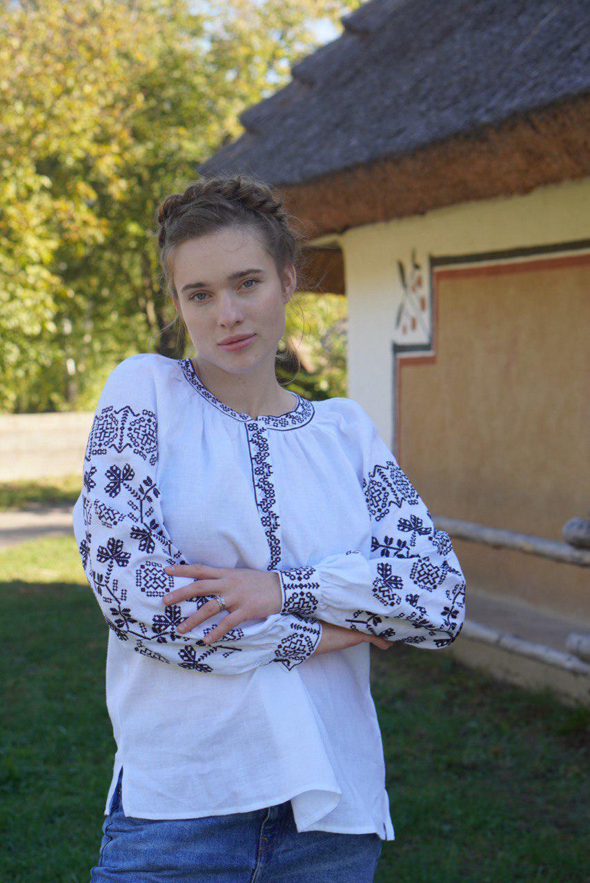 White Linen Ukrainian Vyshyvanka Blouse Embroidered Women Blouse Gift for Her Gift for Girl Vyshyvanka shirt Gift for Christmas