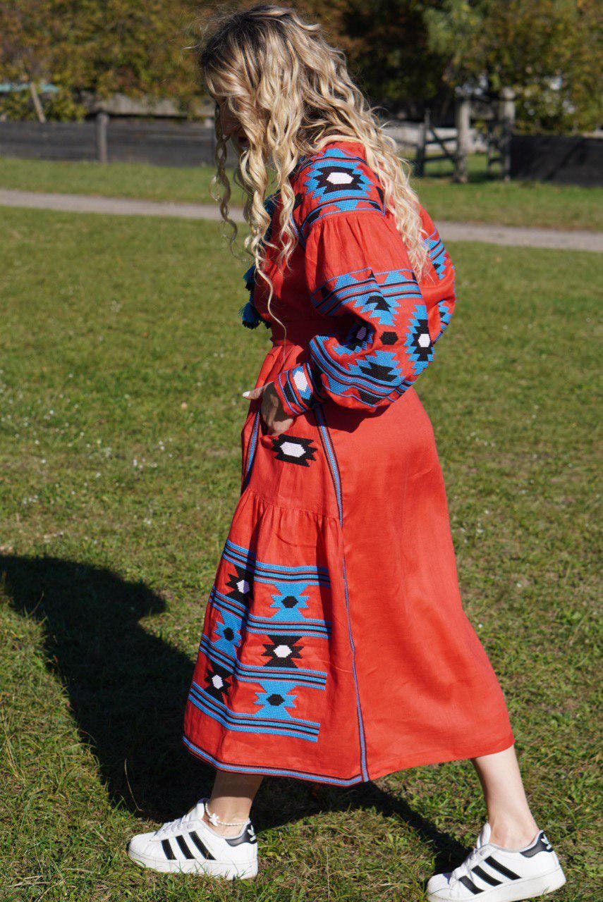 Red Embroidered Dress Ukrainian Vyshyvanka Dress Women Boho Traditional Ukrainian Gift for Her Gift for Women Gift for Wife Christmas