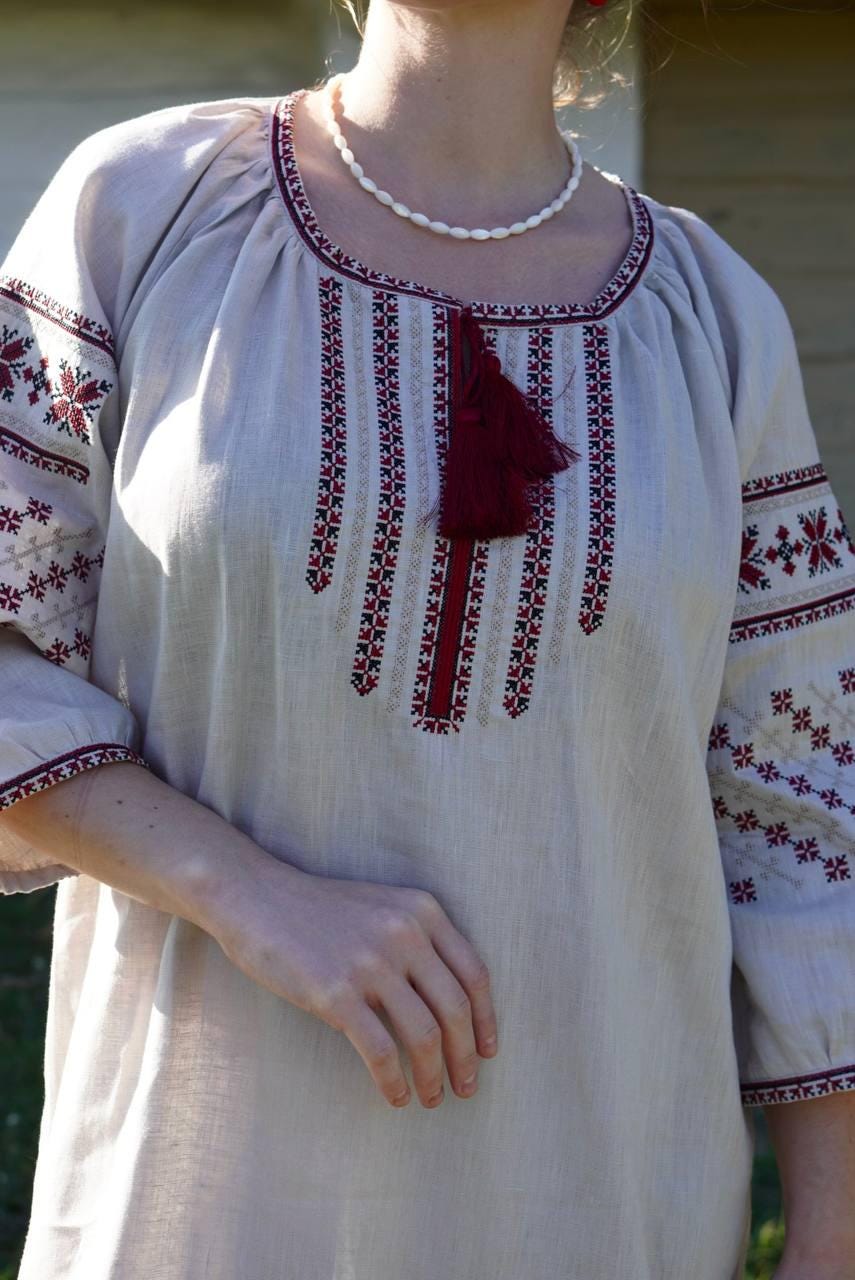 Wedding Embroidered Dress Linen Ukrainian Boho Dress Gift for EasterLinen Dress Gift for Her Gift for Wife Ukrainian seller
