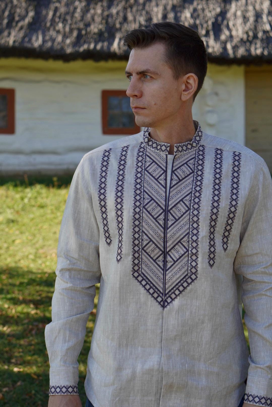 Shirt Ukrainian Embroidered Men's Vyshyvanka Linen embroidered shirt