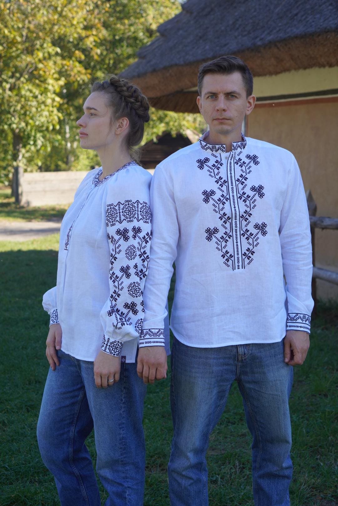 White Linen Shirt Ukrainian Vyshyvanka Embroidered Men's embroidered shirt,Men's embroidered shirt Gift for Christmas