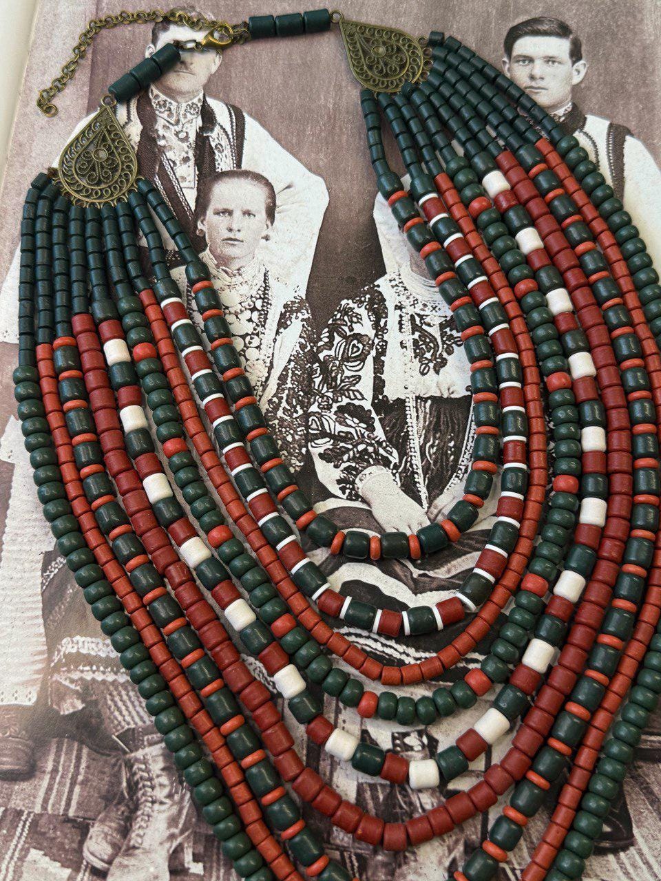 Ukrainian Traditional necklace Jewelry Ethnic ceramics Necklace of antique fireplace beads with contempt Gift for Her Birthday