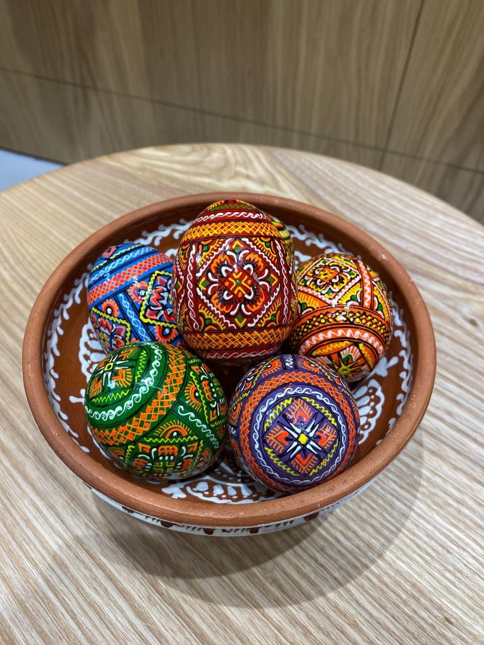 HANDMADE pysanky Set 6 Easter wooden eggs, Ukrainian traditional Hand painted ornament eggs, Ukraine souvenir and gift Hand made
