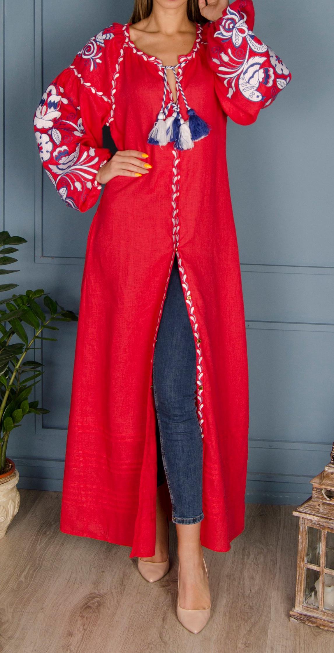 Linen red Dress, Ukrainian Vyshyvanka Dress, Embroidered Women Dress, Gift for Her, Gift for Girl, Gift for Wife, Gift for Easter