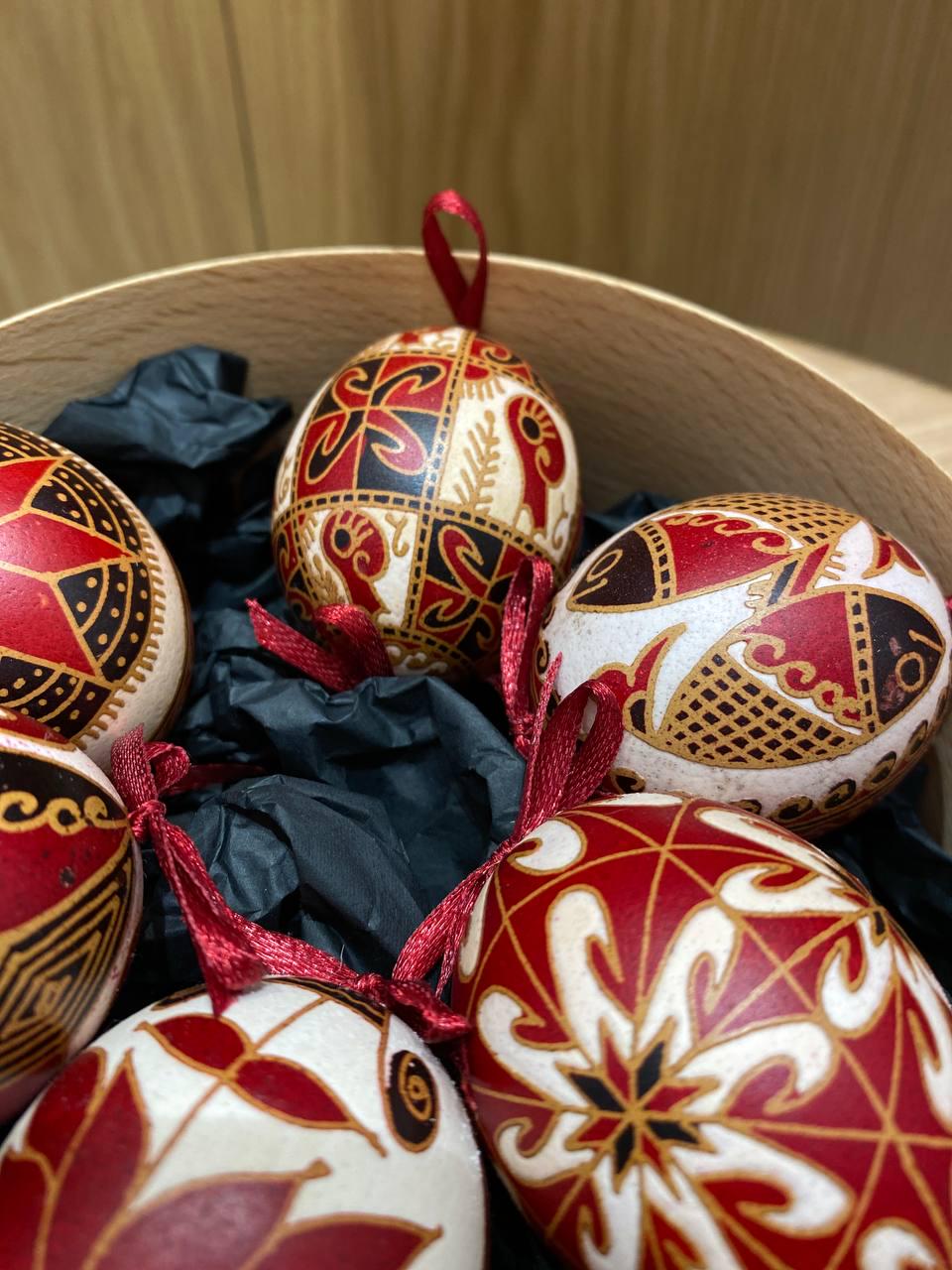Traditional Ukrainian pysanka egg. Real Chicken Pysanky eggs 6 pieces in the set. Chicken Pysanky. Gift for Her, Gift for mother Christmas