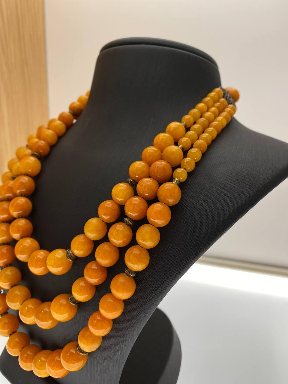 Yellow Ukrainian Traditional necklace onyx stone Jewelry Handmade Necklace of onyx stone beads Ethnic Gift for Her Gift for Wife
