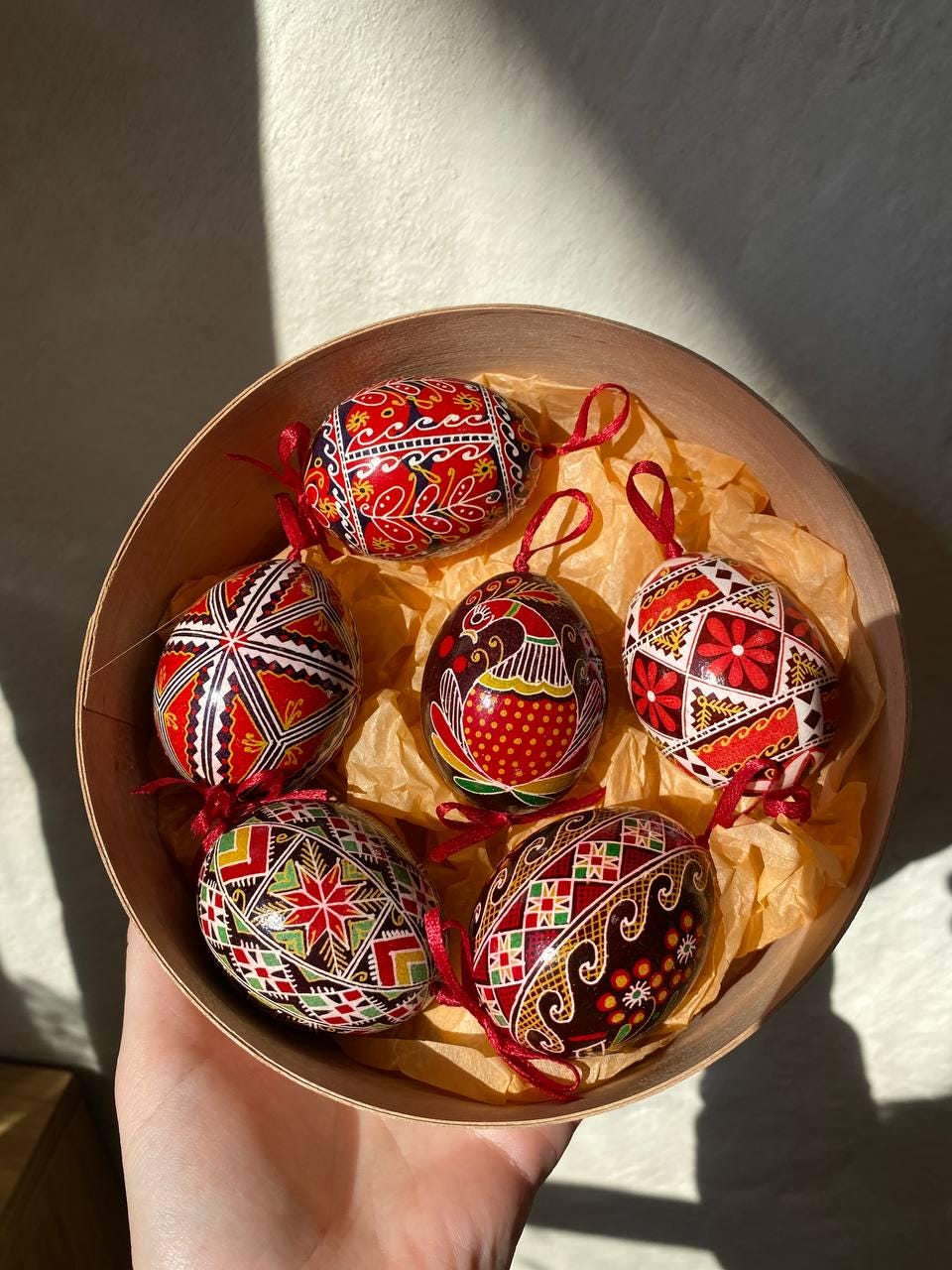 Real Ukrainian Pysanky, Chicken Pysanka, High Quality Easter Egg Hand made 6 pieces in the set. Gift for Her, Gift for mother Christmas