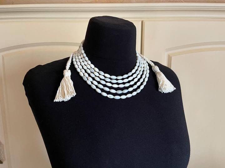2025 White Ukrainian Mother of Pearl Multirow Necklace - Unique Ethnic Jewelry