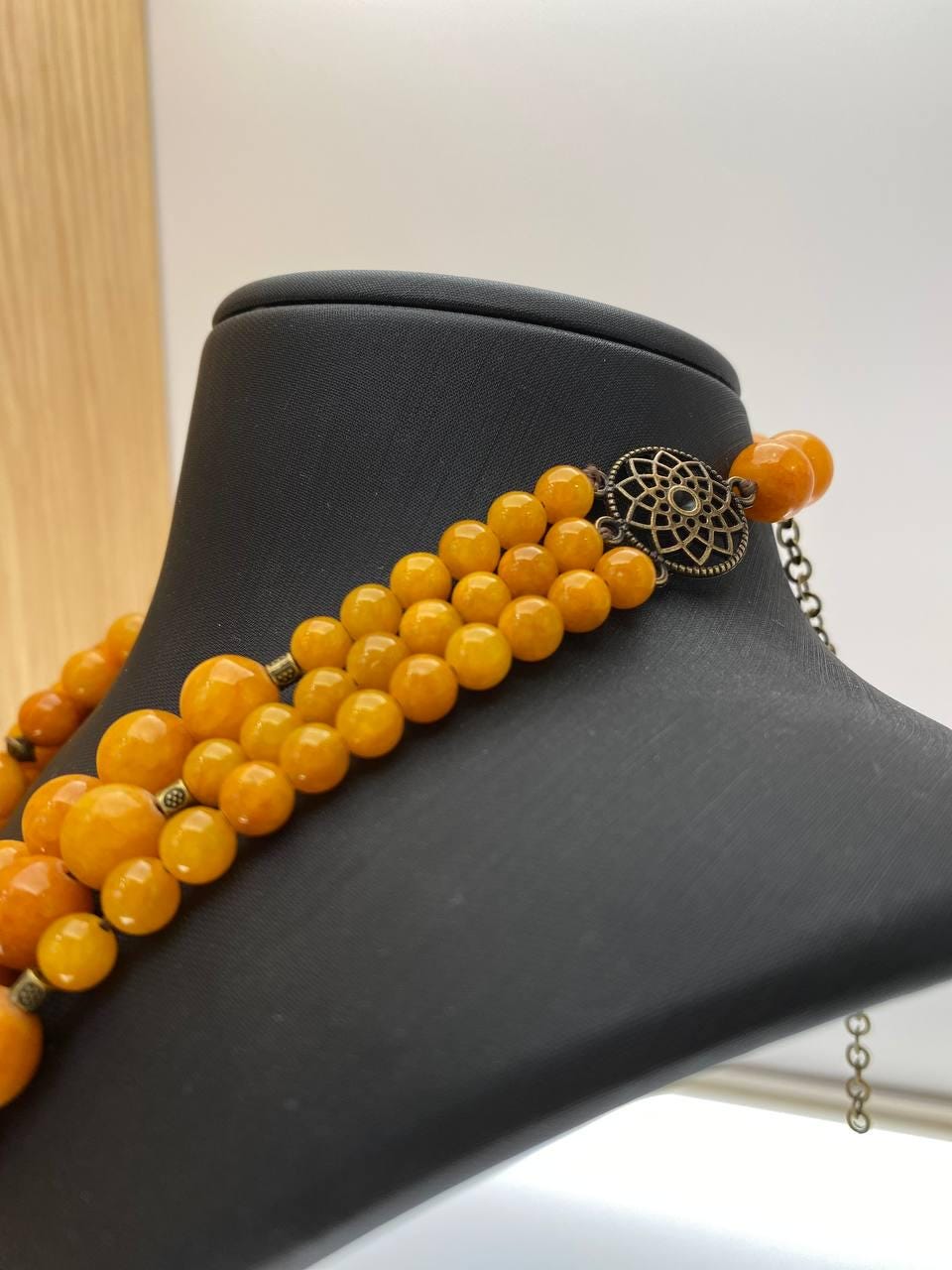 Yellow Onyx Ukrainian Necklace | Handmade Ethnic Statement Jewelry