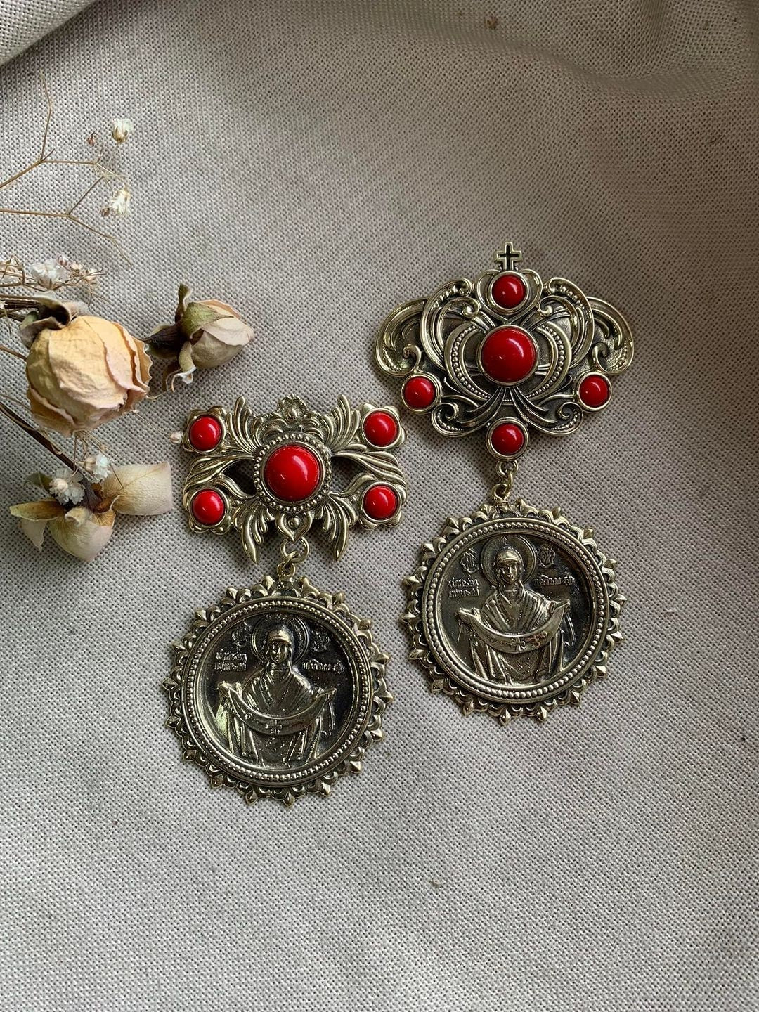 Ukrainian Brass Pendant - Intercession Dukach Traditional Jewelry, Ethnic Necklace, Souvenir from Ukraine