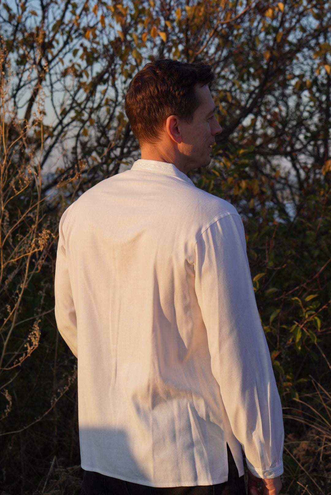 White on white Shirt embroidered Ukrainian Vyshyvanka Men's Ukrainian vyshyvanka Traditional Ukrainian shirts Linen Gift for Him Christmas