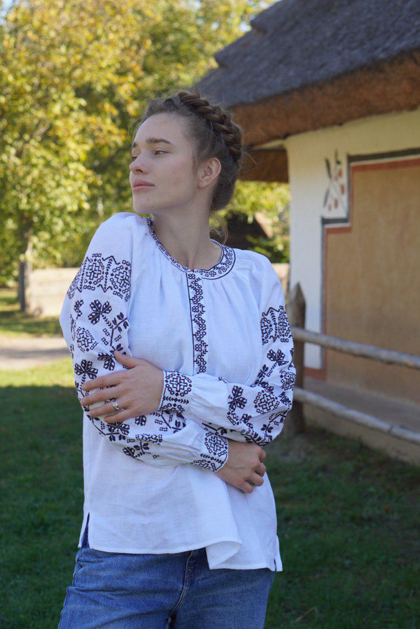 White Linen Ukrainian Vyshyvanka Blouse Embroidered Women Blouse Gift for Her Gift for Girl Vyshyvanka shirt Gift for Christmas