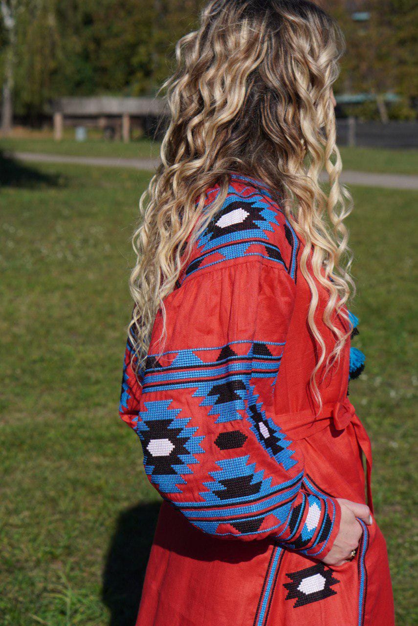 Red Embroidered Dress Ukrainian Vyshyvanka Dress Women Boho Traditional Ukrainian Gift for Her Gift for Women Gift for Wife Christmas