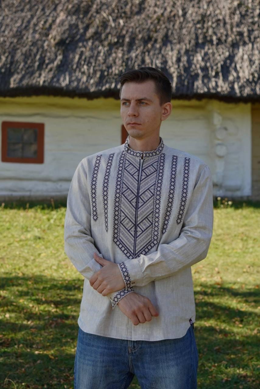 Shirt Ukrainian Embroidered Men's Vyshyvanka Linen embroidered shirt
