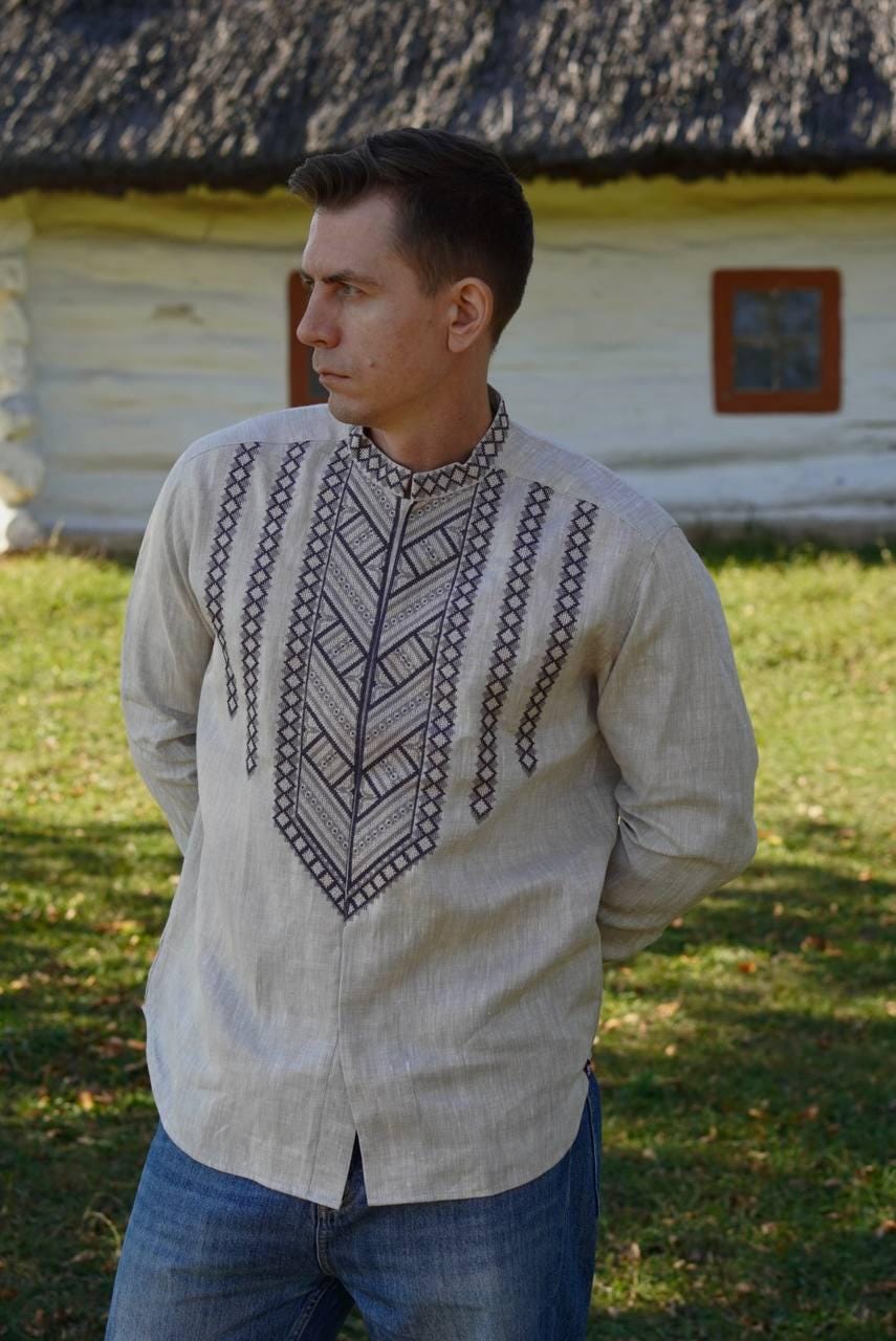Shirt Ukrainian Embroidered Men's Vyshyvanka Linen embroidered shirt