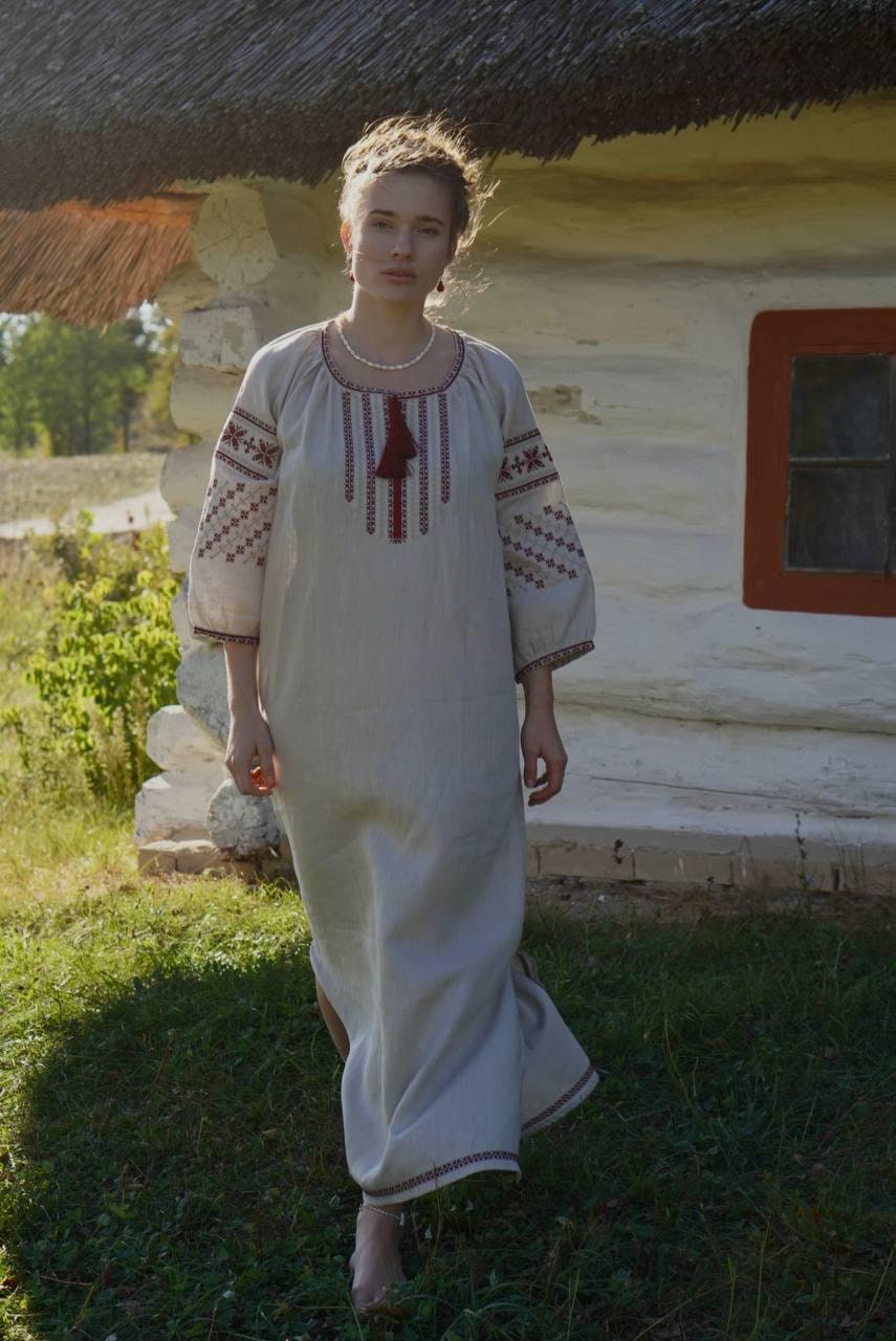 Wedding Embroidered Dress Linen Ukrainian Boho Dress Gift for EasterLinen Dress Gift for Her Gift for Wife Ukrainian seller