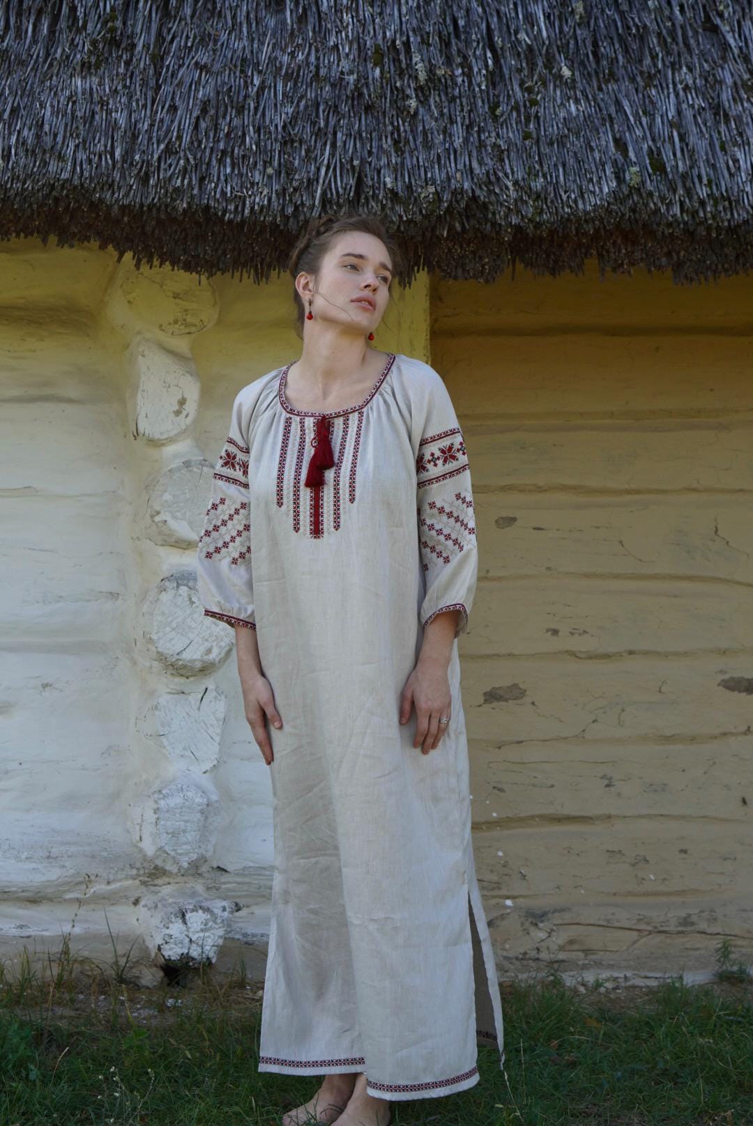 Wedding Embroidered Dress Linen Ukrainian Boho Dress Gift for EasterLinen Dress Gift for Her Gift for Wife Ukrainian seller