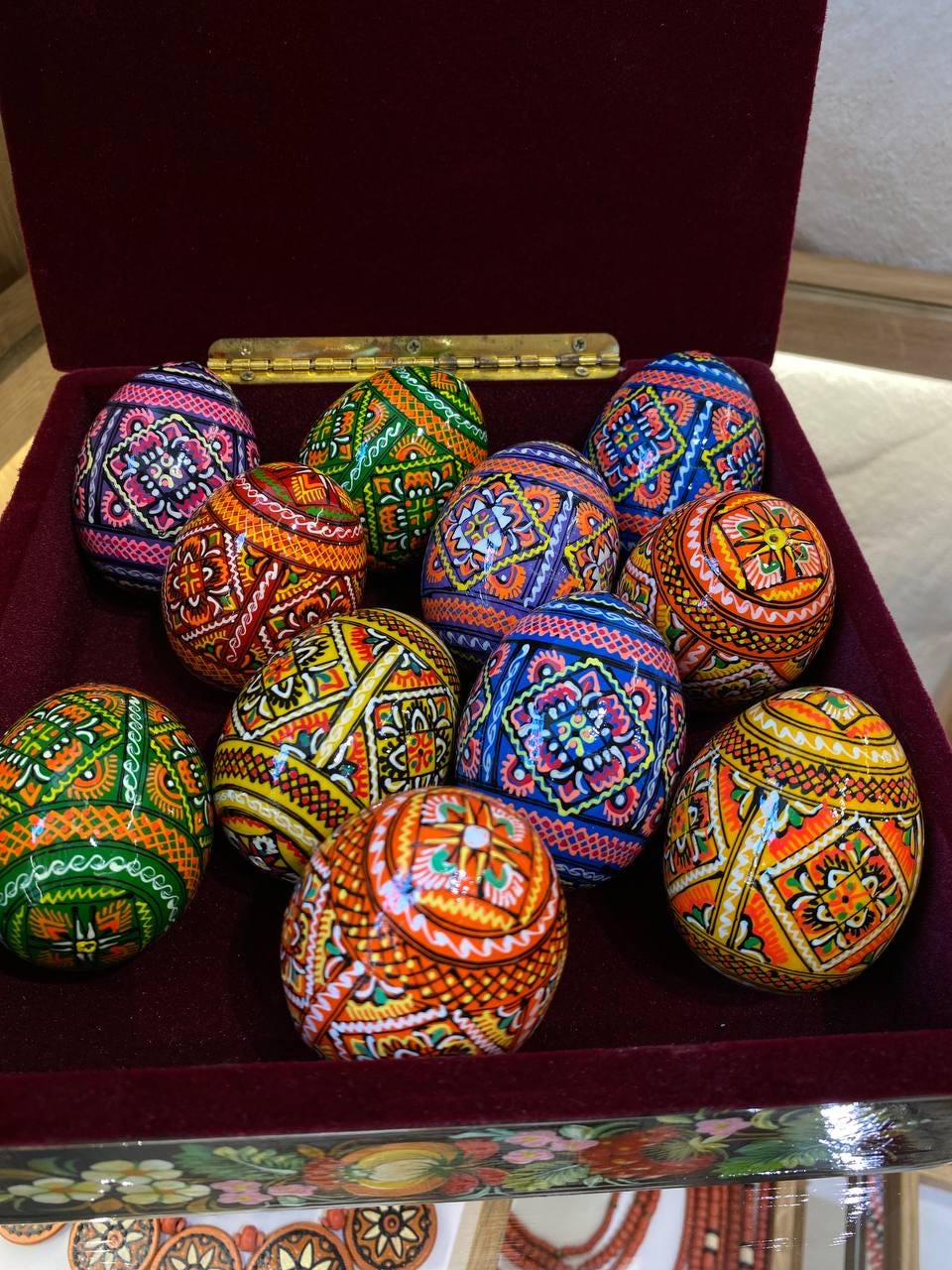 HANDMADE Set of 12 Different Eggs Floral Folk Gift wooden eggs, MADE in UKRAINE Ukrainian, Hand painted ornament souvenir 12 pysanky
