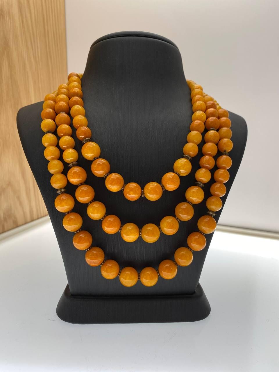 Handmade Yellow Ukrainian Onyx Necklace - Ethnic Beaded Jewelry