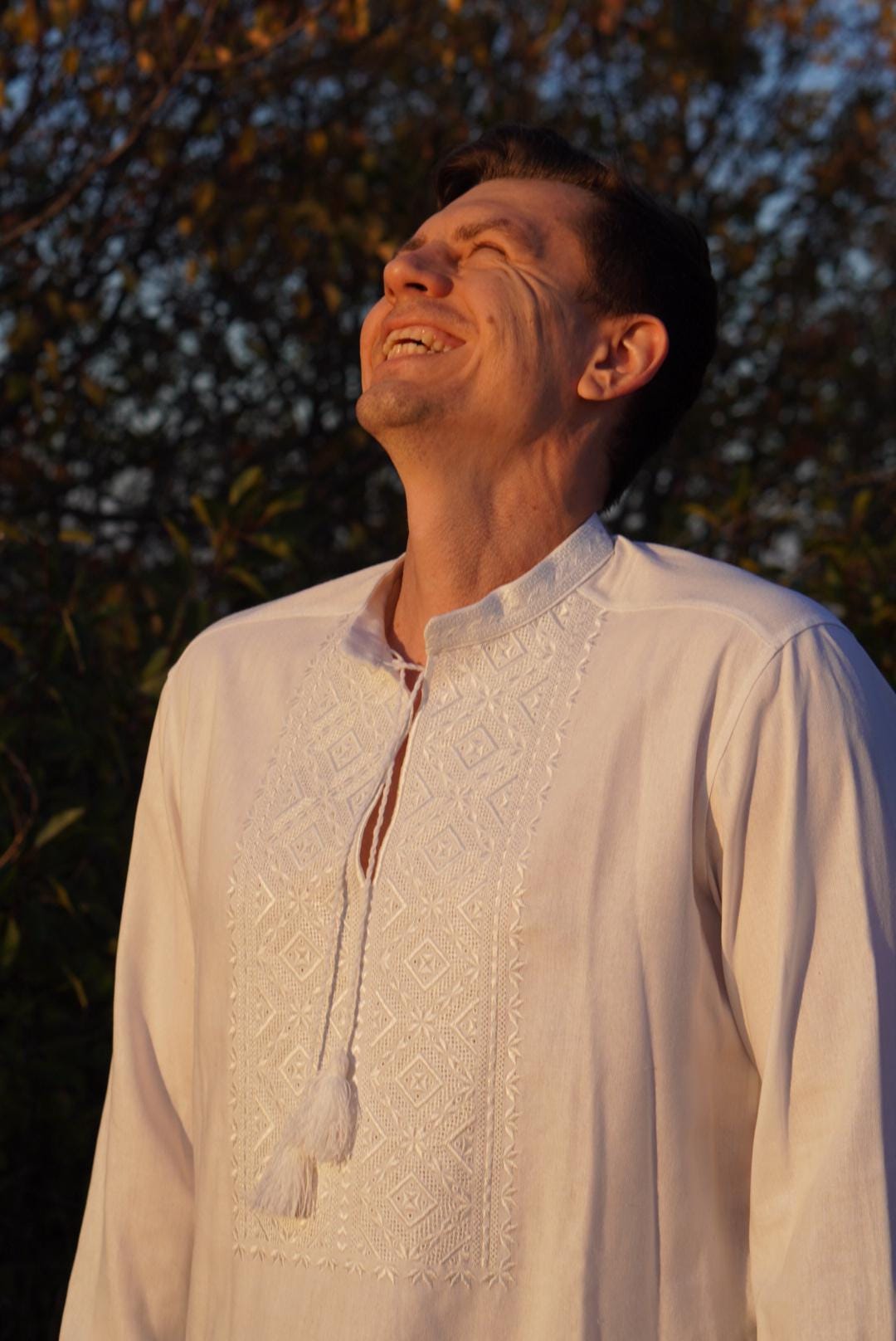 White on white Shirt embroidered Ukrainian Vyshyvanka Men's Ukrainian vyshyvanka Traditional Ukrainian shirts Linen Gift for Him Christmas