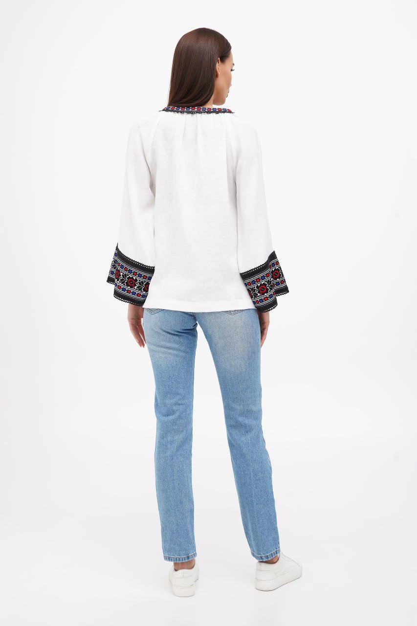 2025 White Ukrainian Vyshyvanka Blouse - Bohemian Embroidered Ethnic Shirt