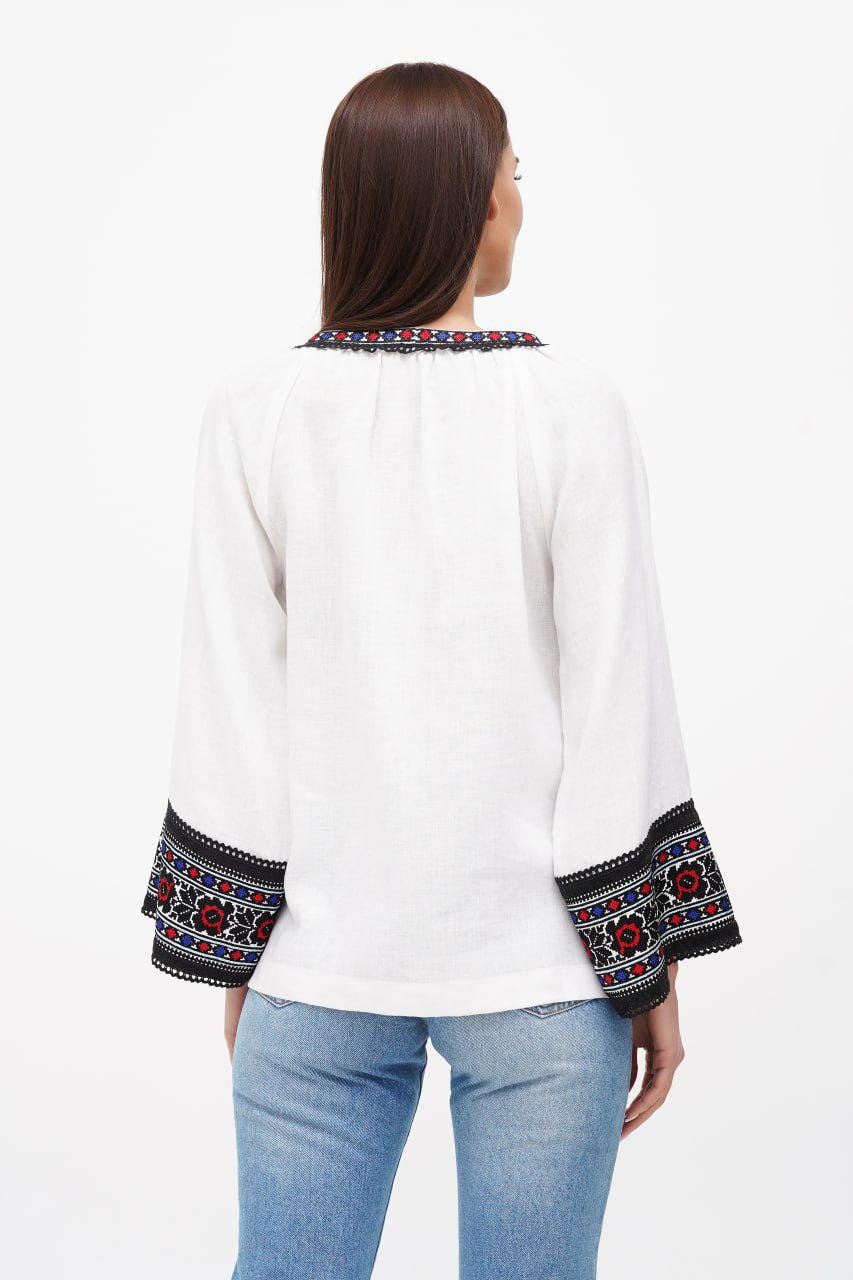 2025 White Ukrainian Vyshyvanka Blouse - Bohemian Embroidered Ethnic Shirt