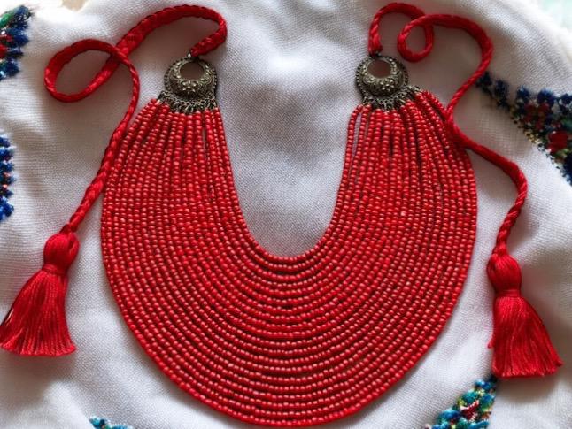 Red Ukrainian Traditional Necklace Jewelry Ethnic ceramics Necklace of antique fireplace beads Gift for Her for Girl Gift for Christmas